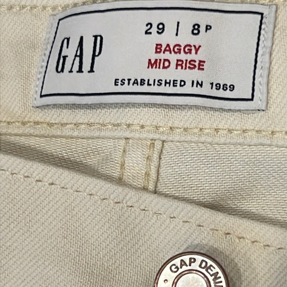 NWT Gap Wide-Leg Baggy Mid-Rise Cream Pants Size 8 Petite Relaxed Fit - Picture 11 of 16